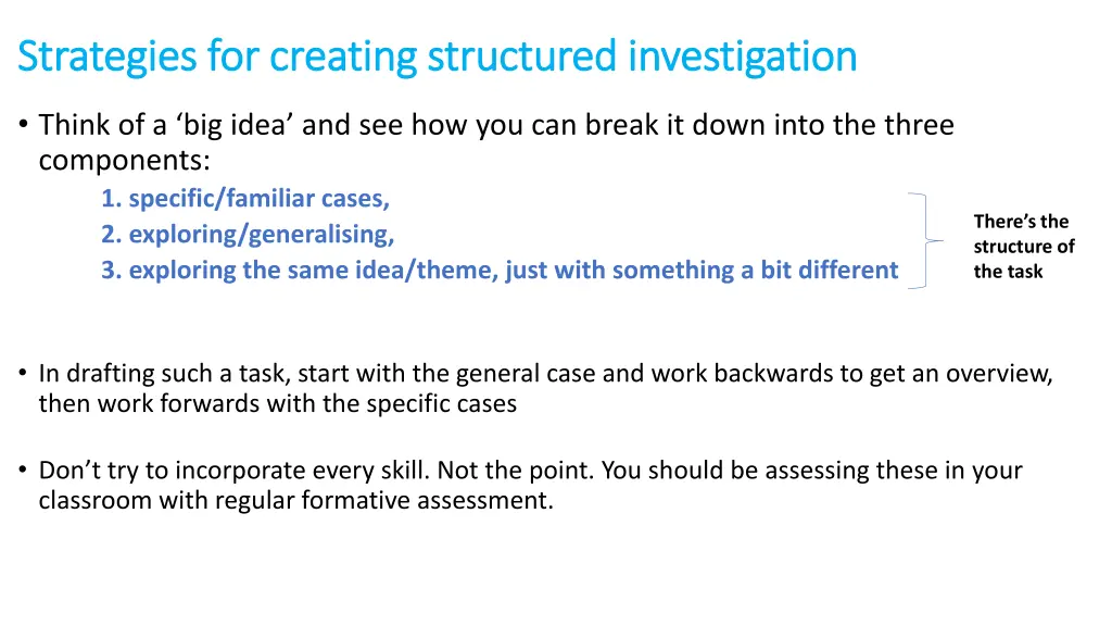 strategies for creating structured investigation