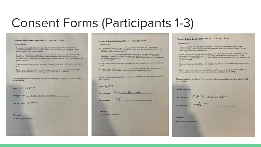 consent forms participants 1 3