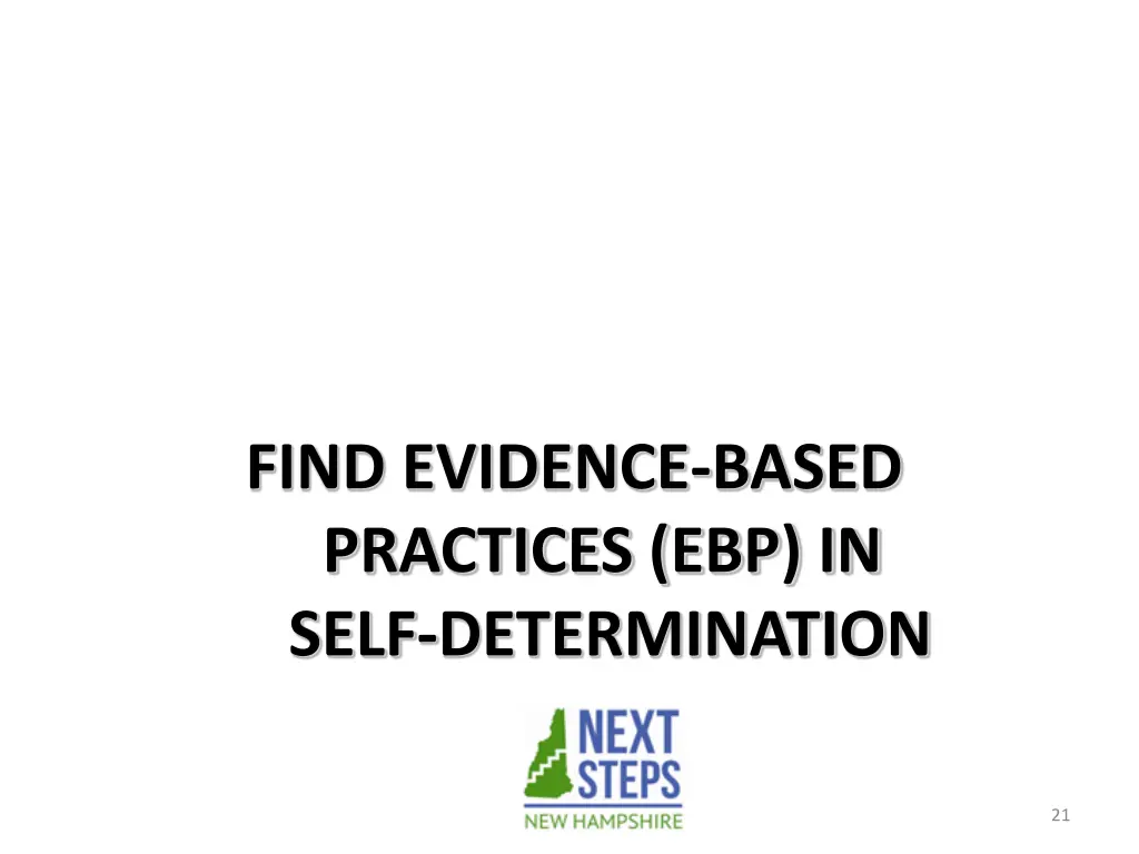 find evidence based practices ebp in self