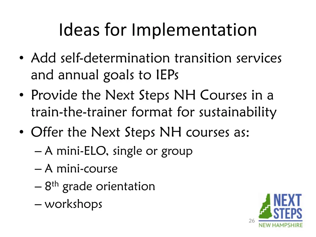 ideas for implementation 1