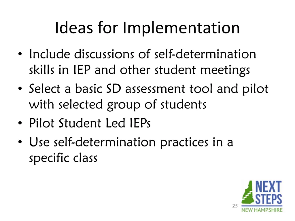 ideas for implementation