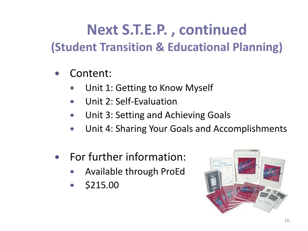 next s t e p continued student transition