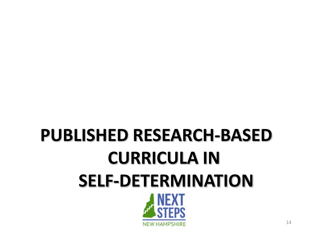 published research based curricula in self