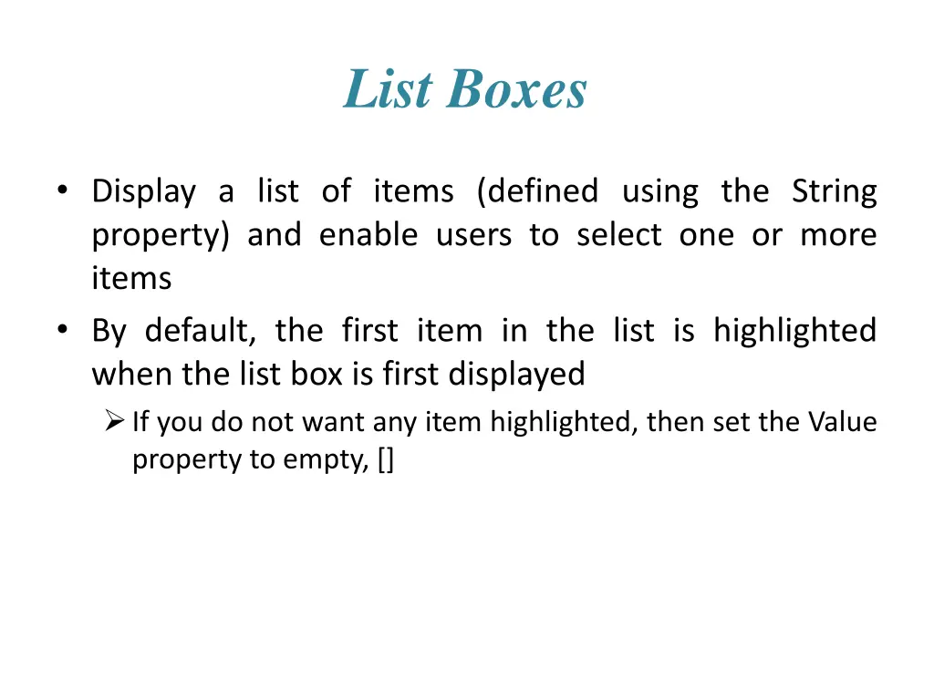 list boxes