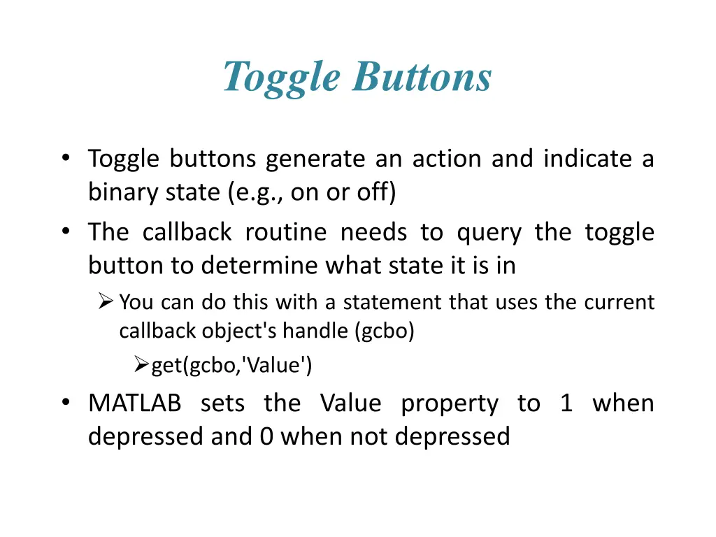 toggle buttons