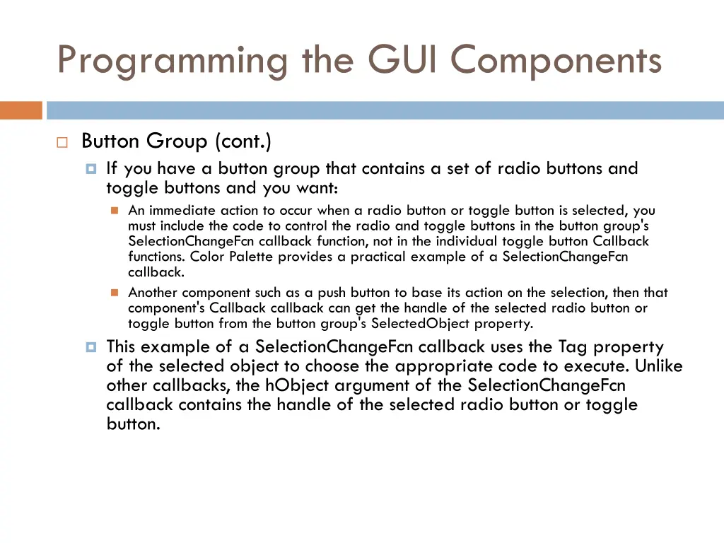 programming the gui components 12