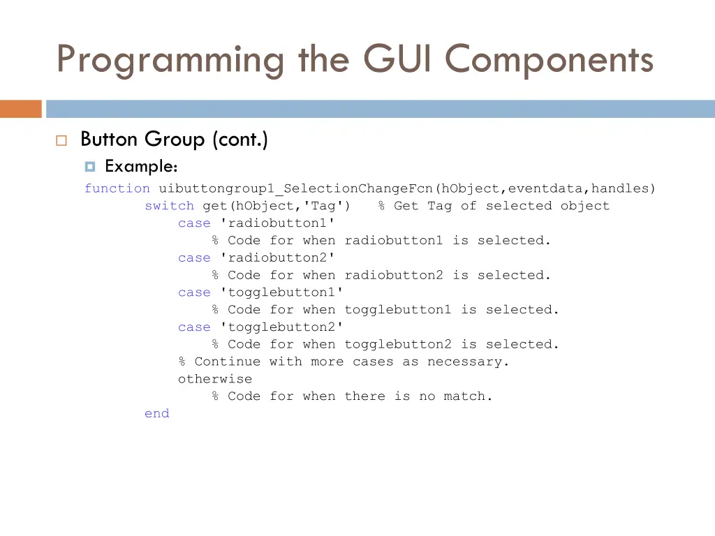 programming the gui components 13