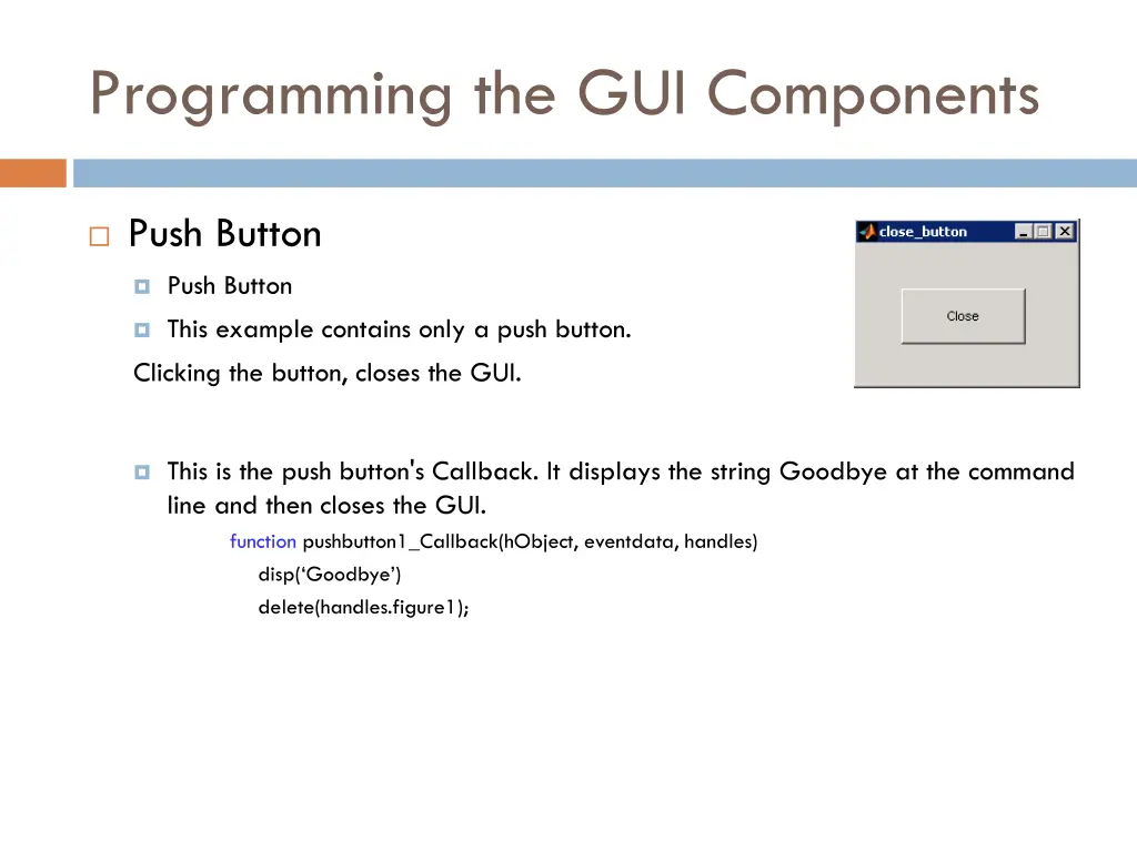 programming the gui components