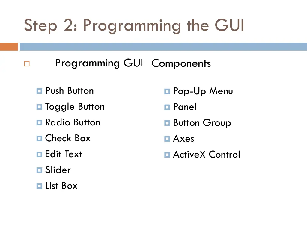 step 2 programming the gui 10