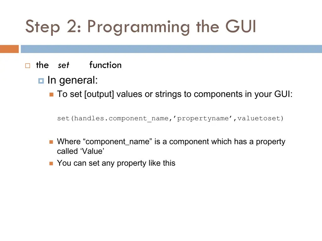 step 2 programming the gui 8