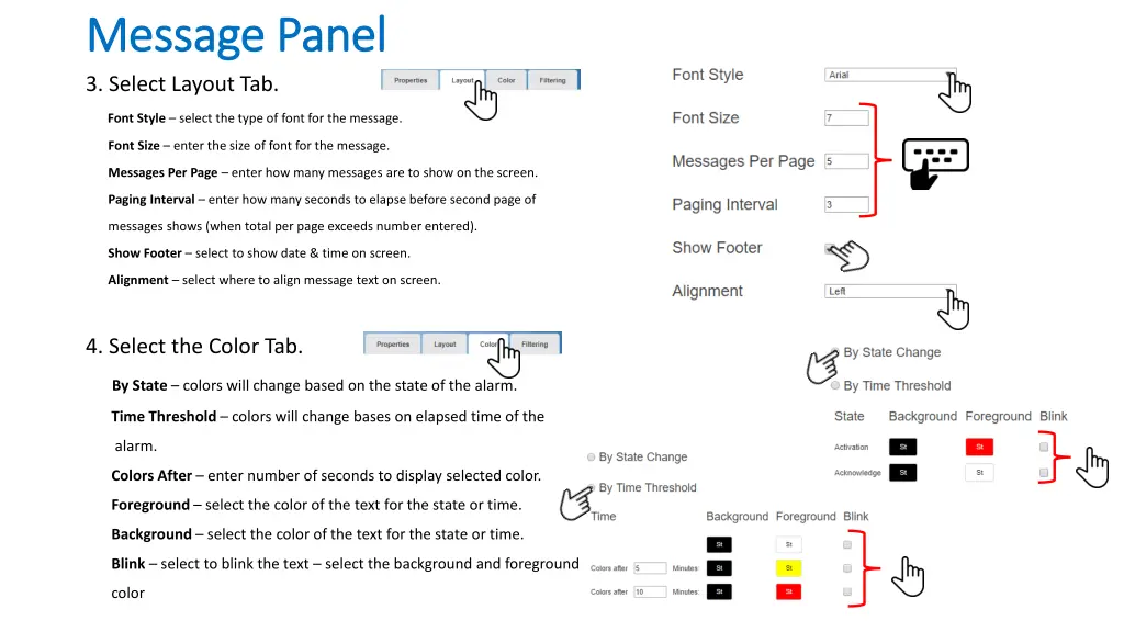message panel message panel 3 select layout tab