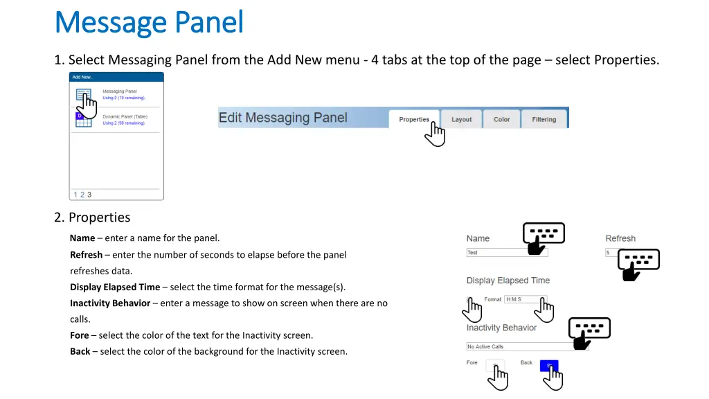 message panel message panel