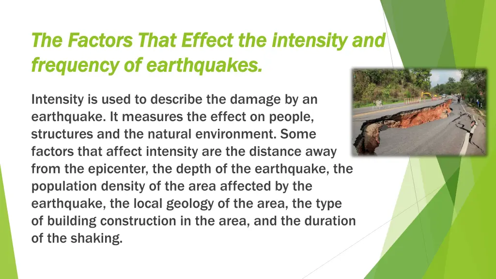 the factors that effect the intensity