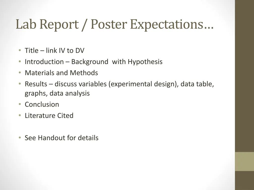 lab report poster expectations