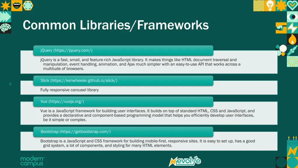 common libraries frameworks