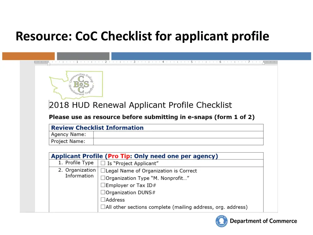 resource coc checklist for applicant profile