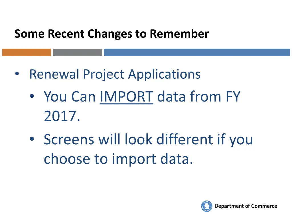 some recent changes to remember