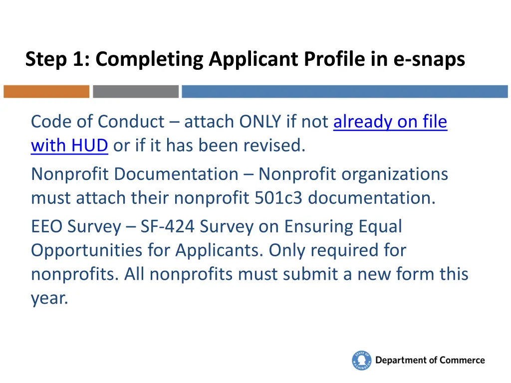 step 1 completing applicant profile in e snaps 2