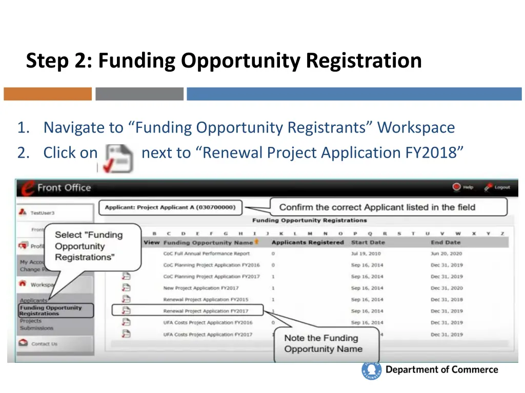 step 2 funding opportunity registration