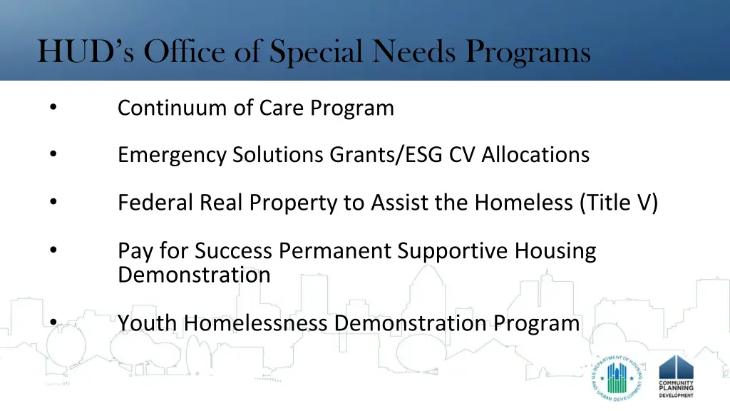 hud s office of special needs programs