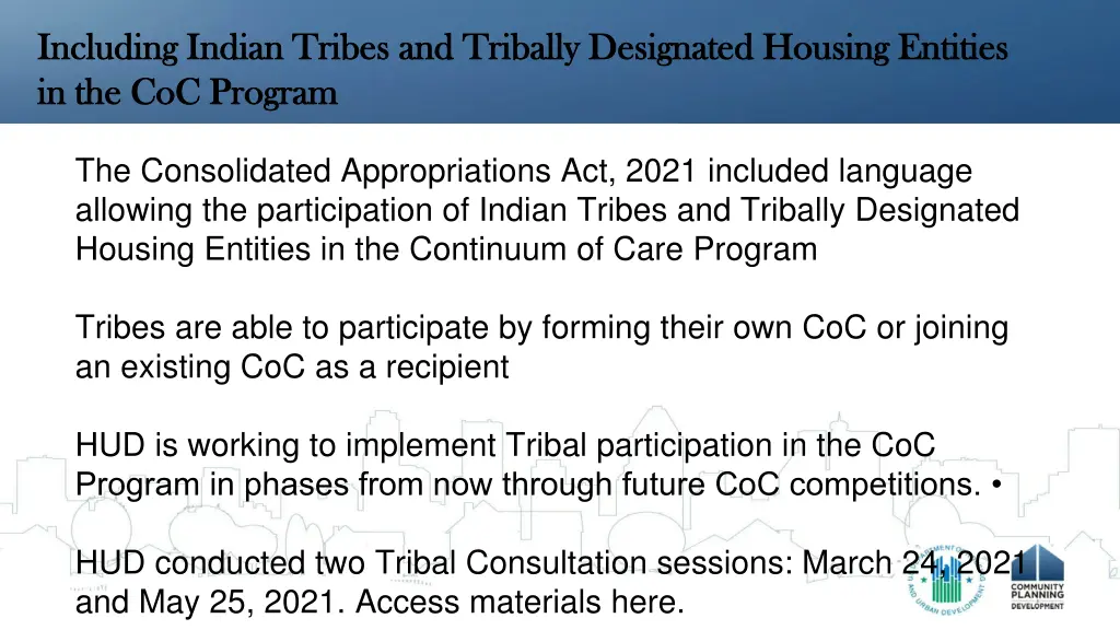 including indian tribes and tribally designated