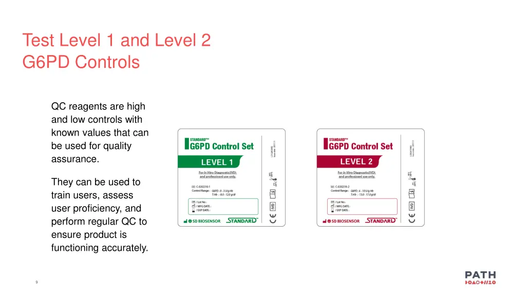 test level 1 and level 2 g6pd controls