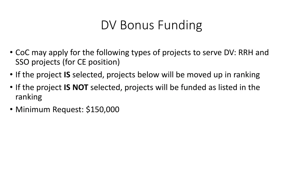 dv bonus funding