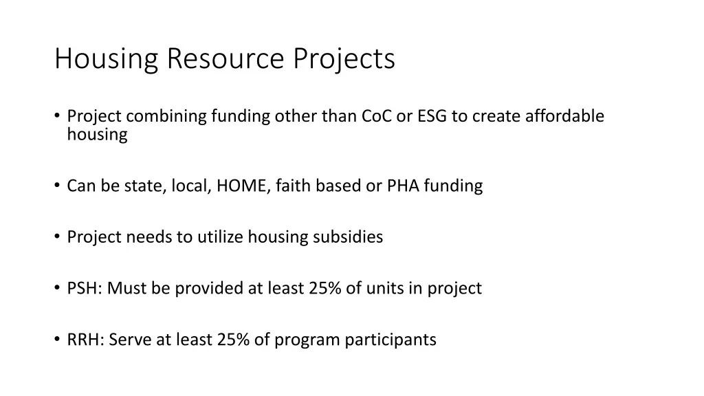 housing resource projects