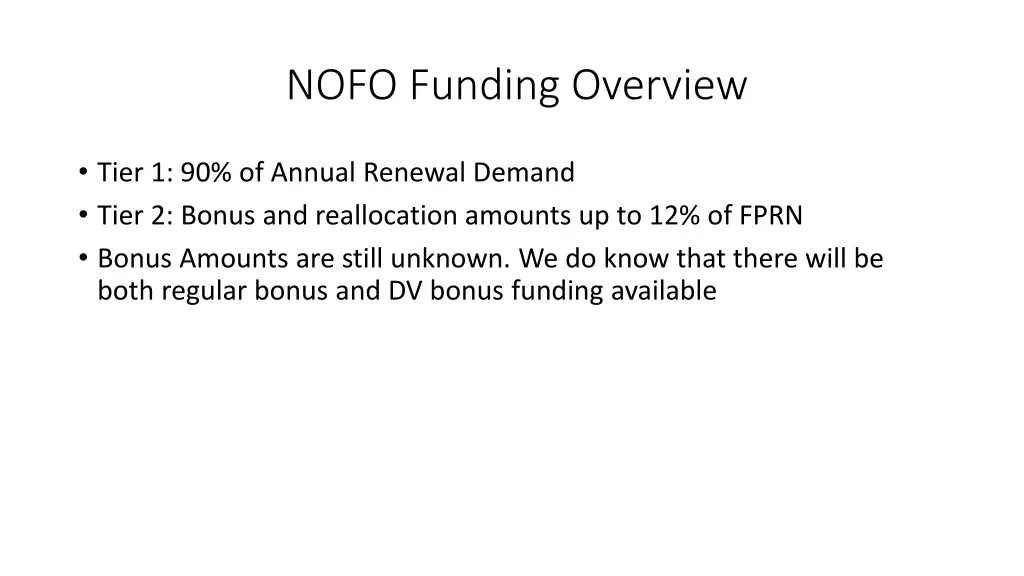 nofo funding overview