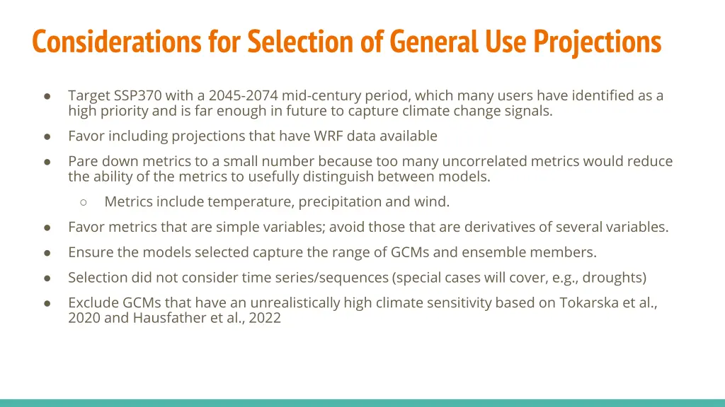 considerations for selection of general