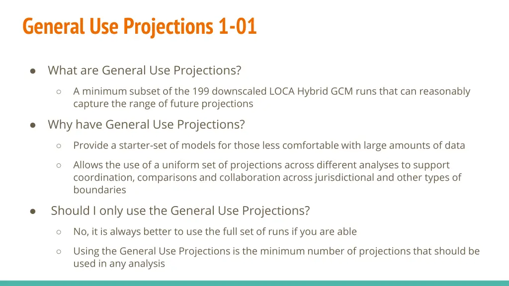 general use projections 1 01