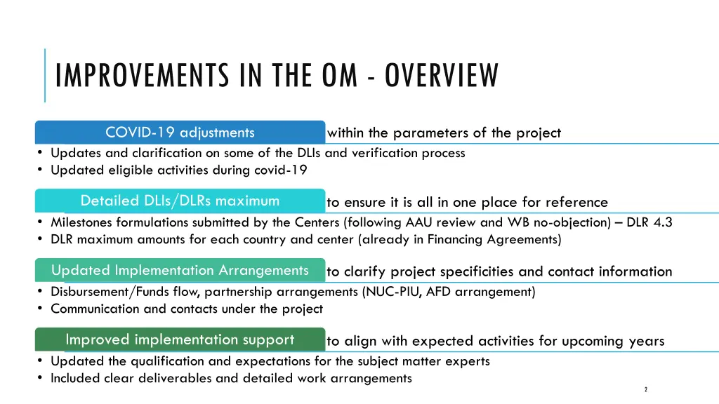 improvements in the om overview