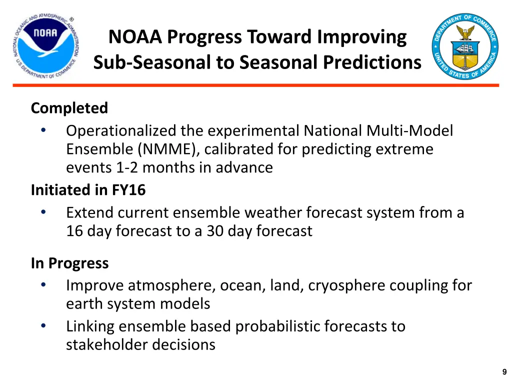 noaa progress toward improving sub seasonal