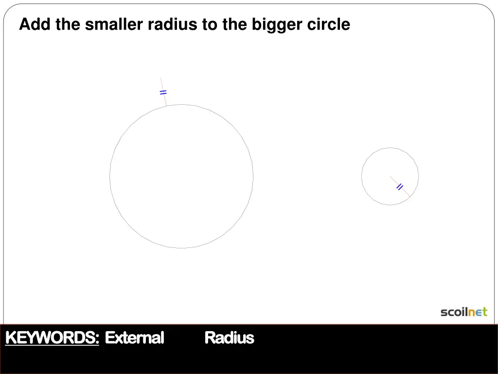 add the smaller radius to the bigger circle