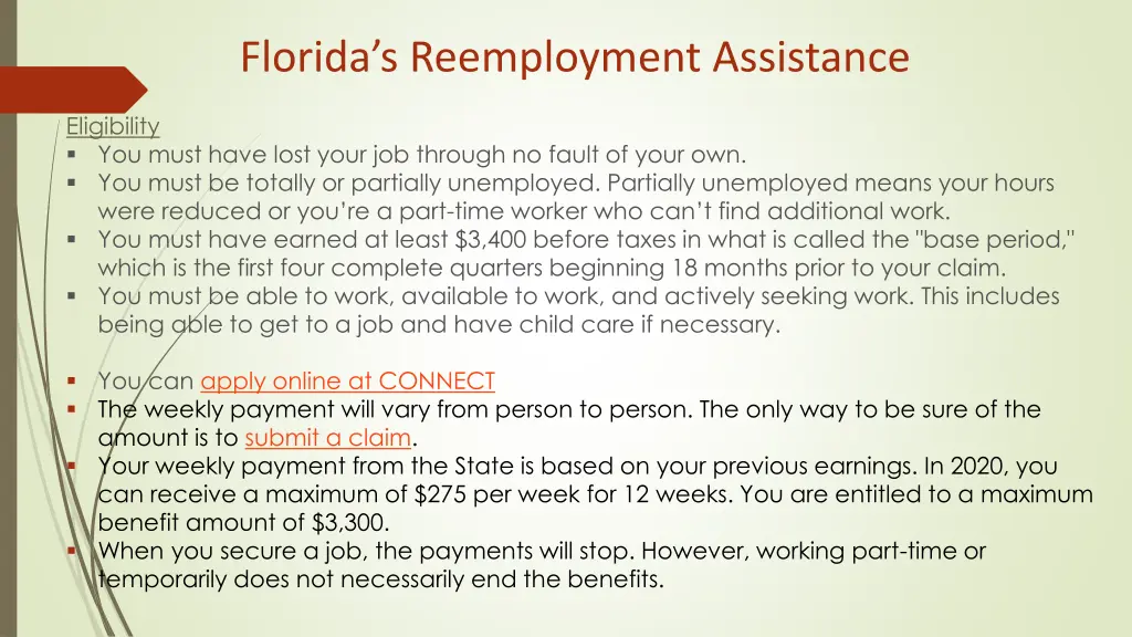 florida s reemployment assistance