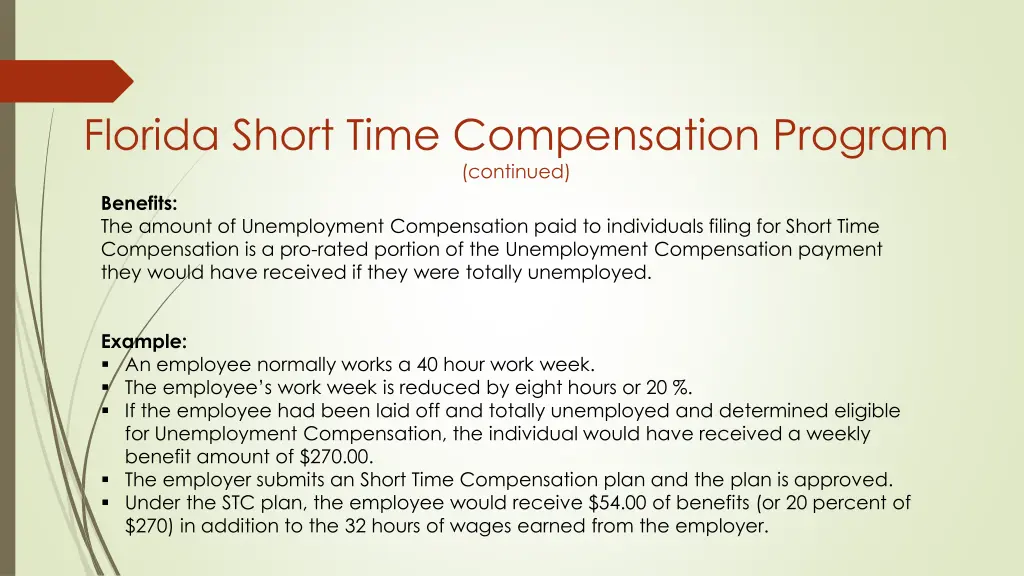 florida short time compensation program continued