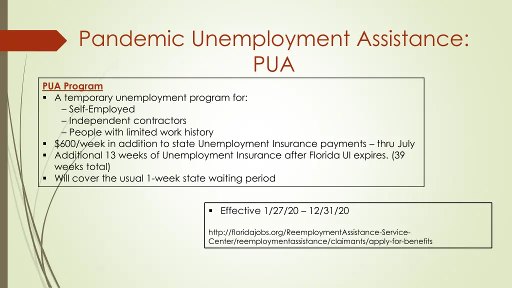 pandemic unemployment assistance pua