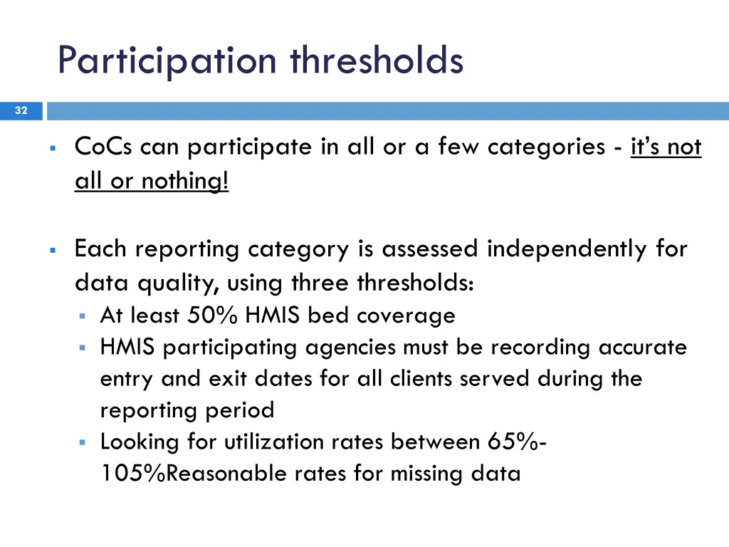 participation thresholds