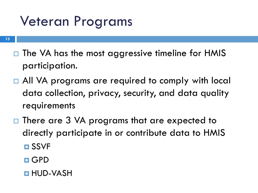 veteran programs