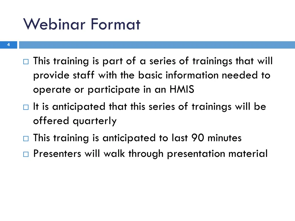 webinar format