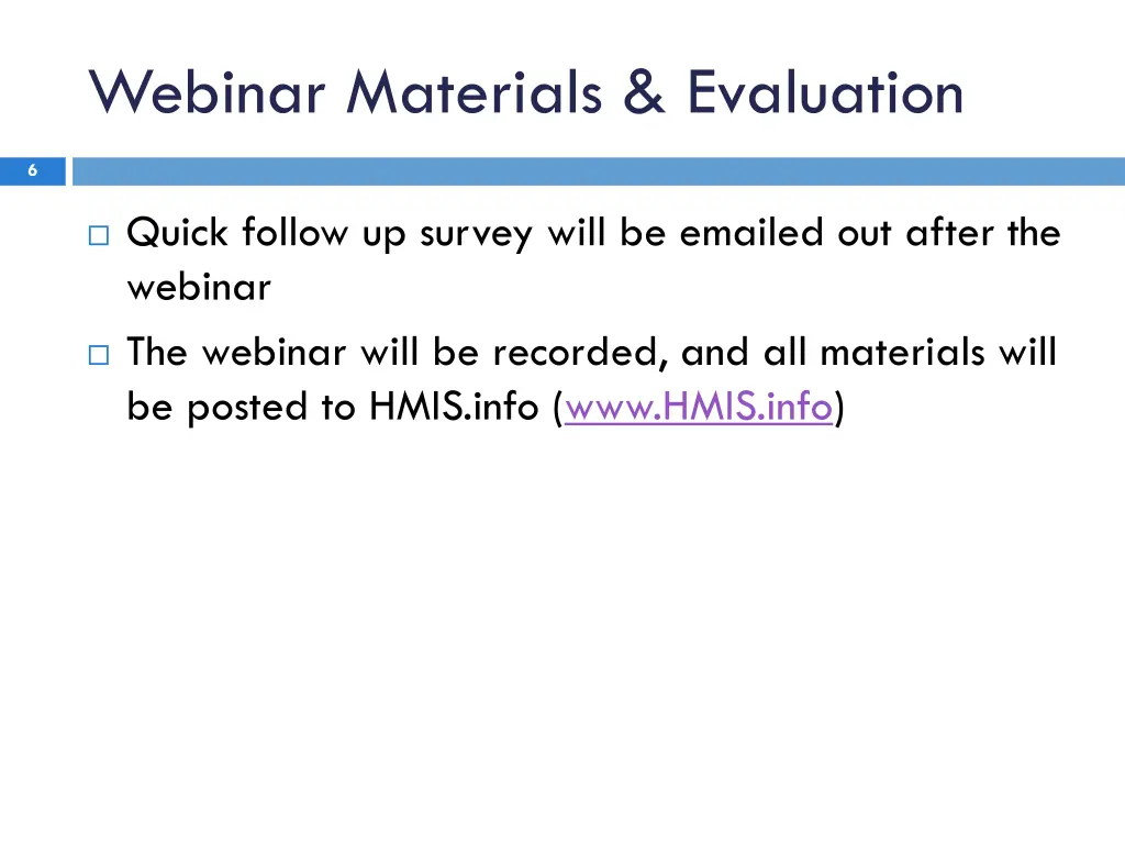 webinar materials evaluation