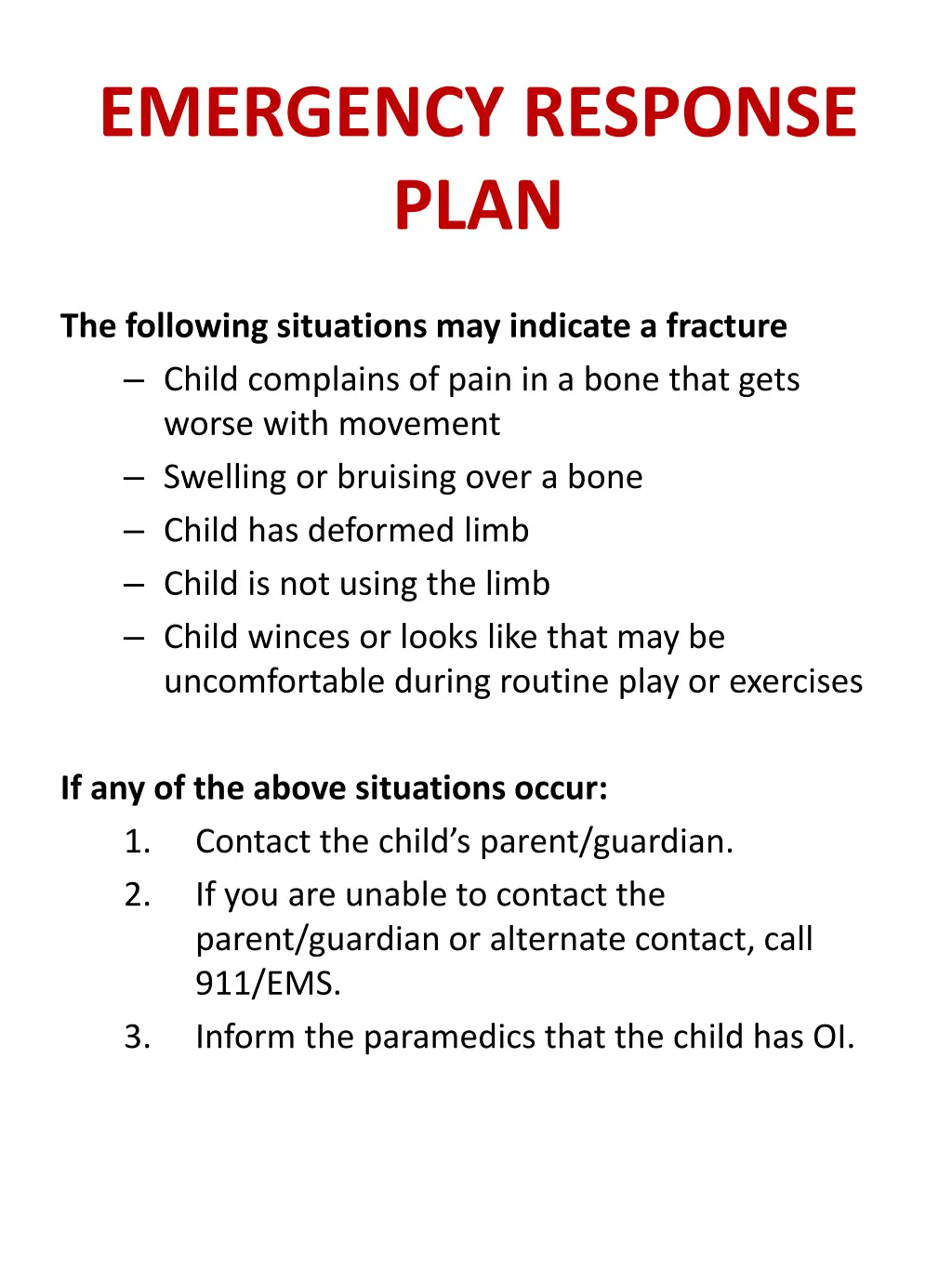 emergency response plan