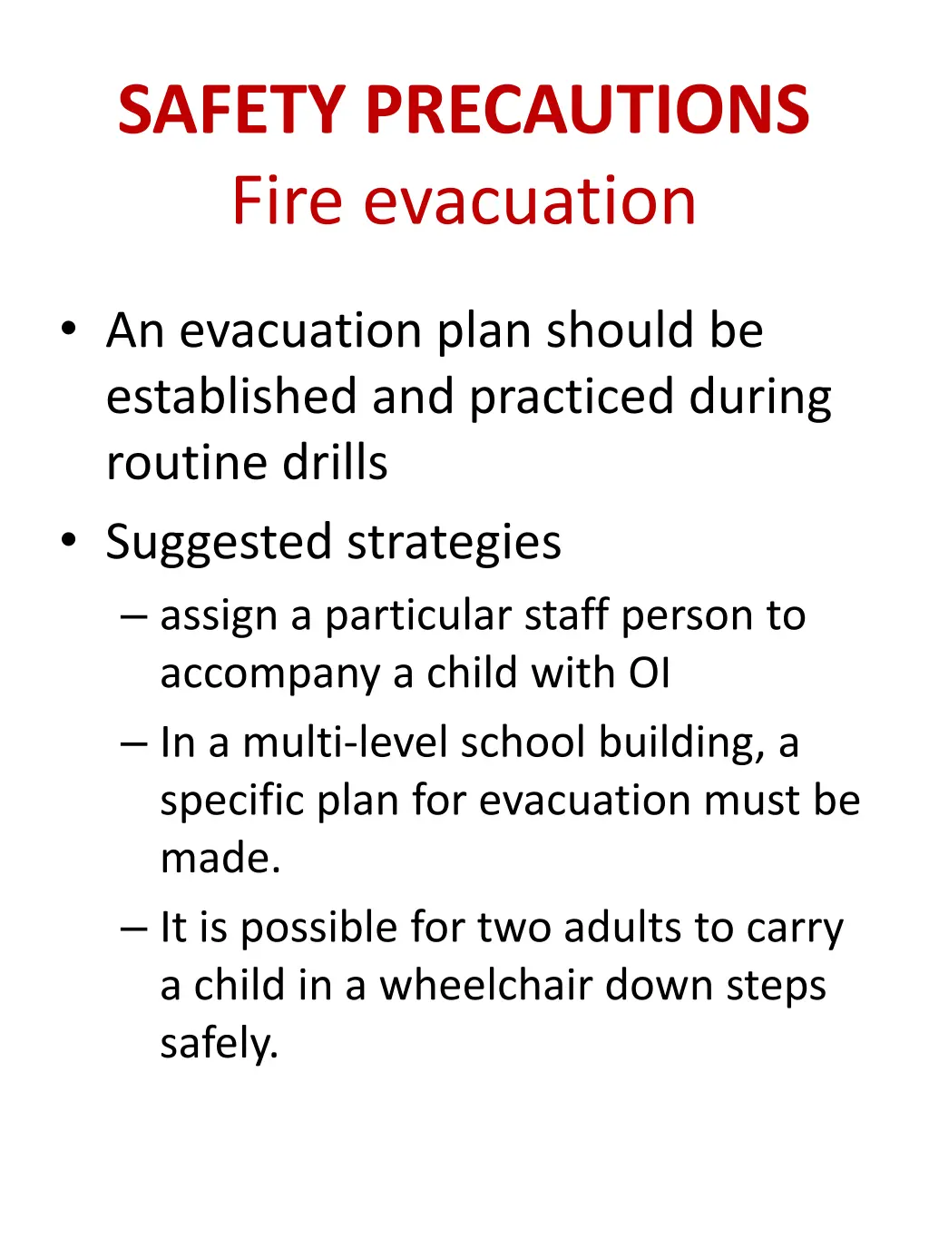 safety precautions fire evacuation