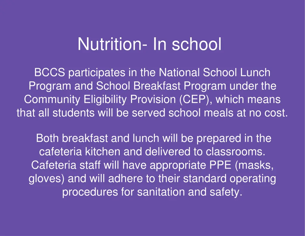 nutrition in school