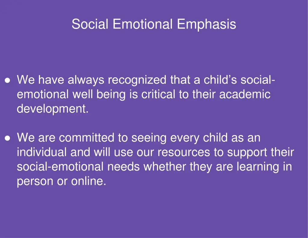 social emotional emphasis