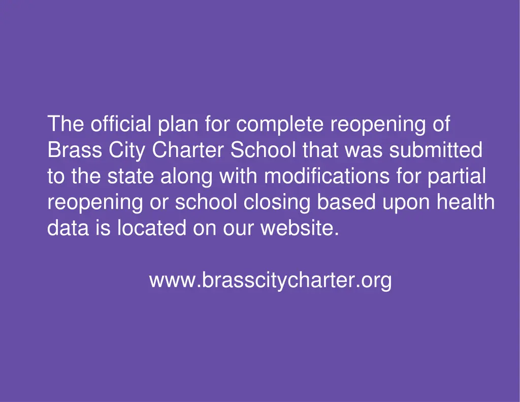 the official plan for complete reopening of brass