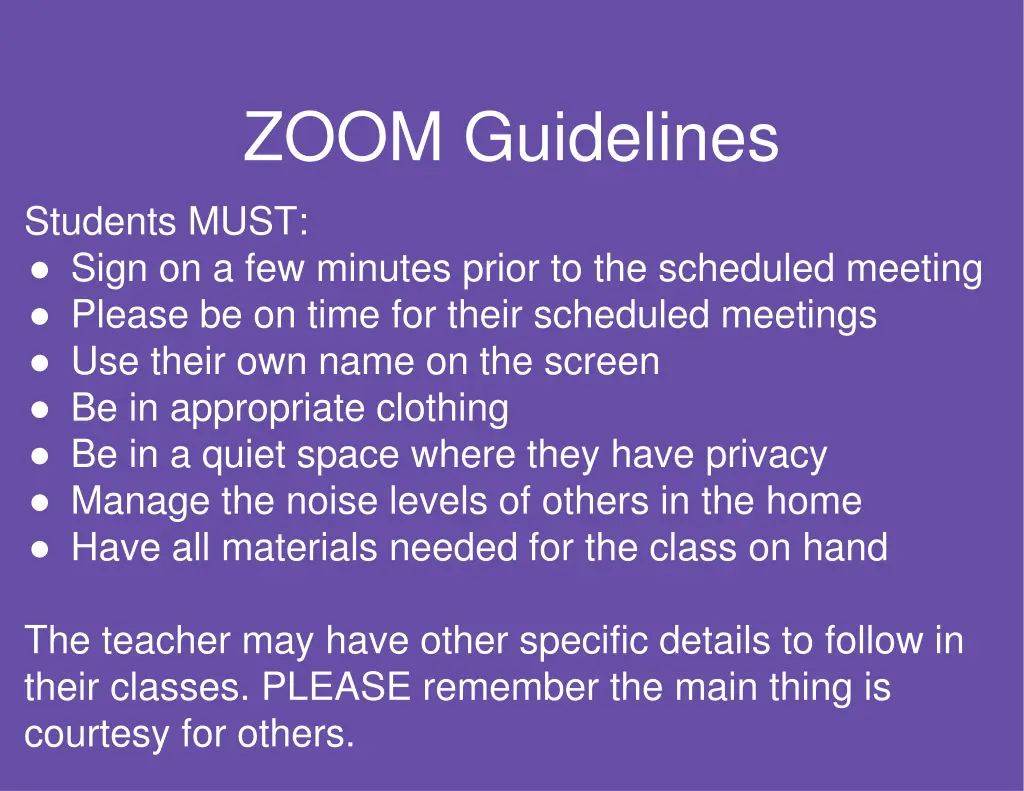 zoom guidelines