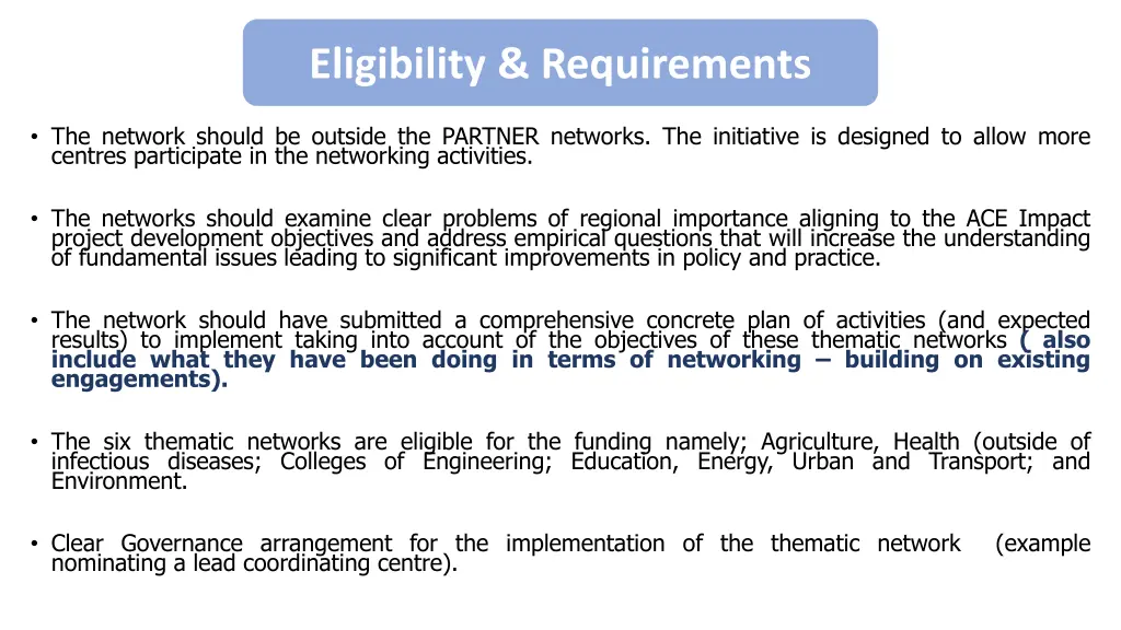 eligibility requirements