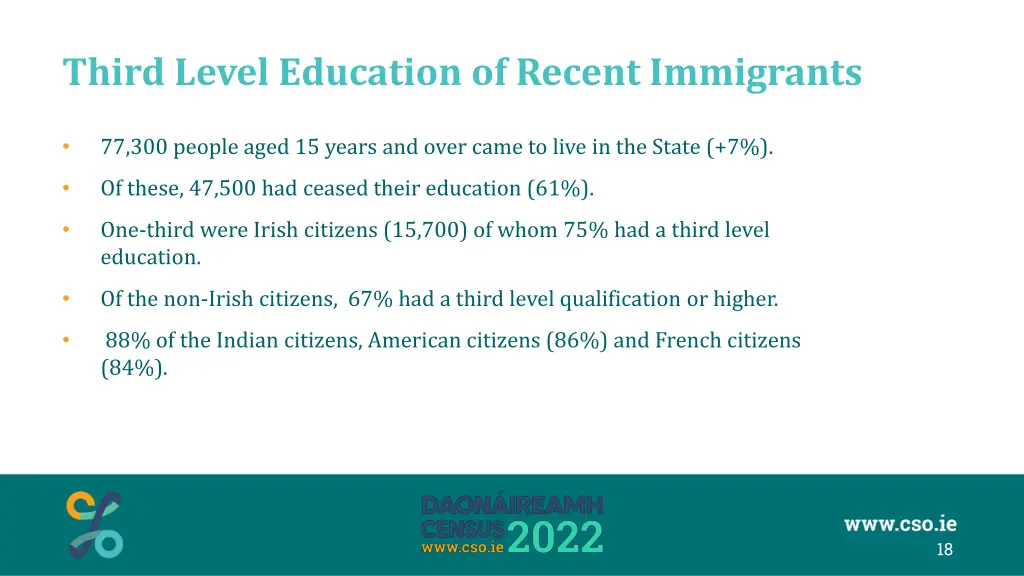 third level education of recent immigrants