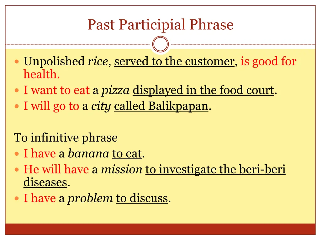 past participial phrase